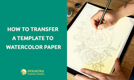 How to transfer a drawing to watercolor paper, easy way to transfer an illustration to watercolor paper, iperartika