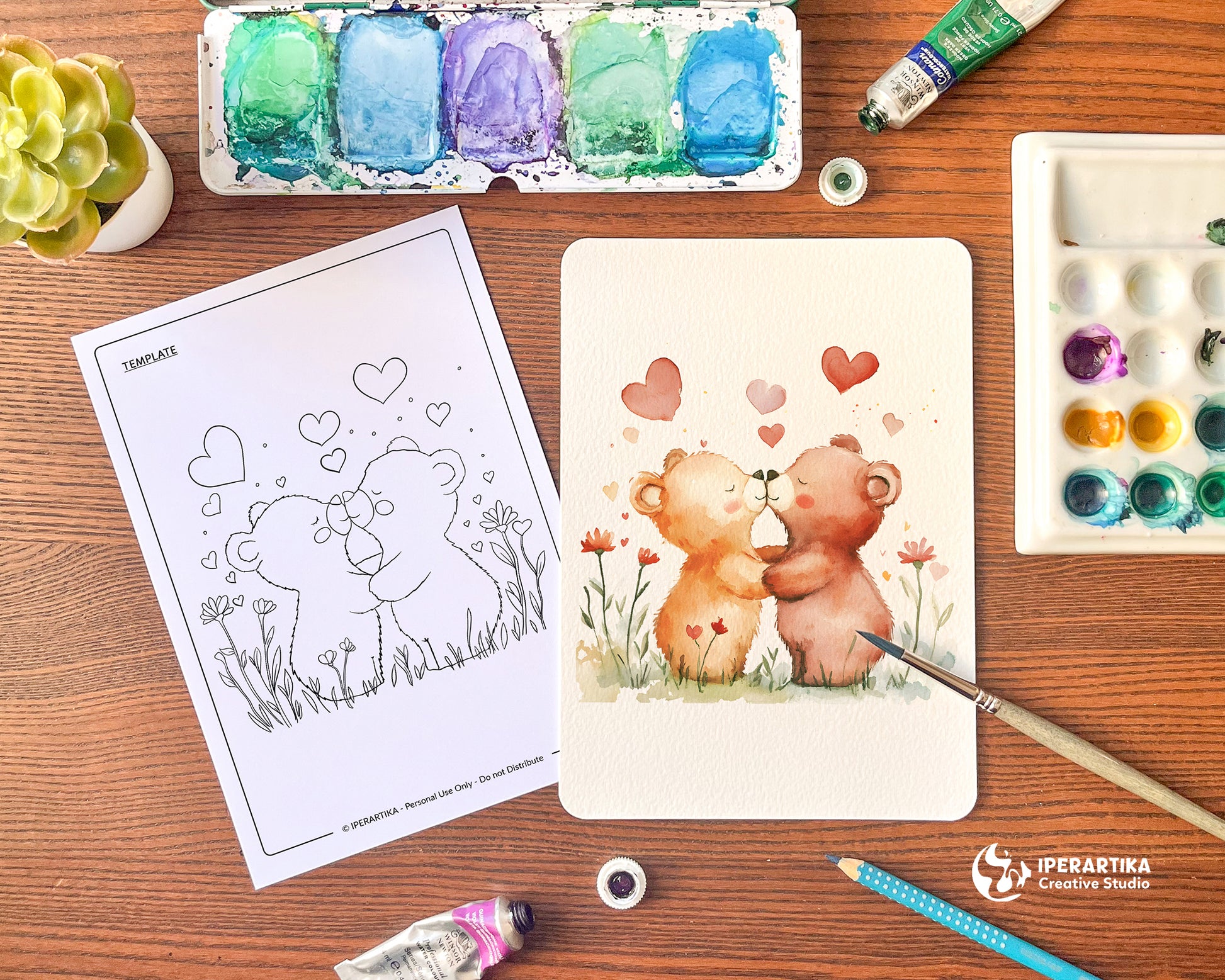 San valentine’s greeting card download, card printable, love card template, san valentine’s card printable, watercolor templates, iperartika templates, free card printable, love letters