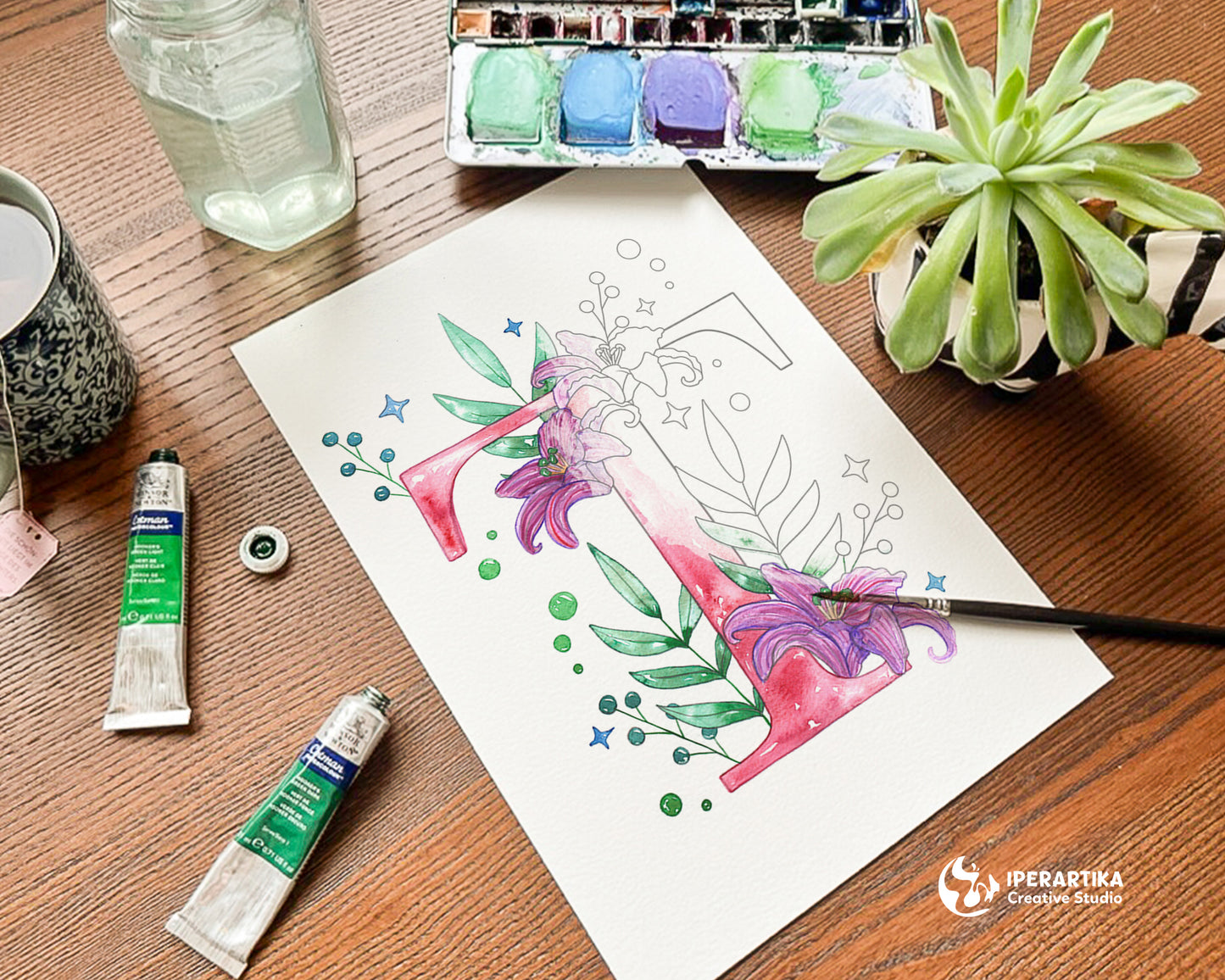 Botanical Alphabet watercolor templates, printable, coloring pages, templates por painting, posters printables pdf, instant download, bear, stag, owl, wolf, squirrel templates for watercolor, Instant download, diy, easy and pretty designs. Perfect for STRESS and ANXIETY RELIEF, ART THERAPY, relaxing and simple designs. IPERARTIKA