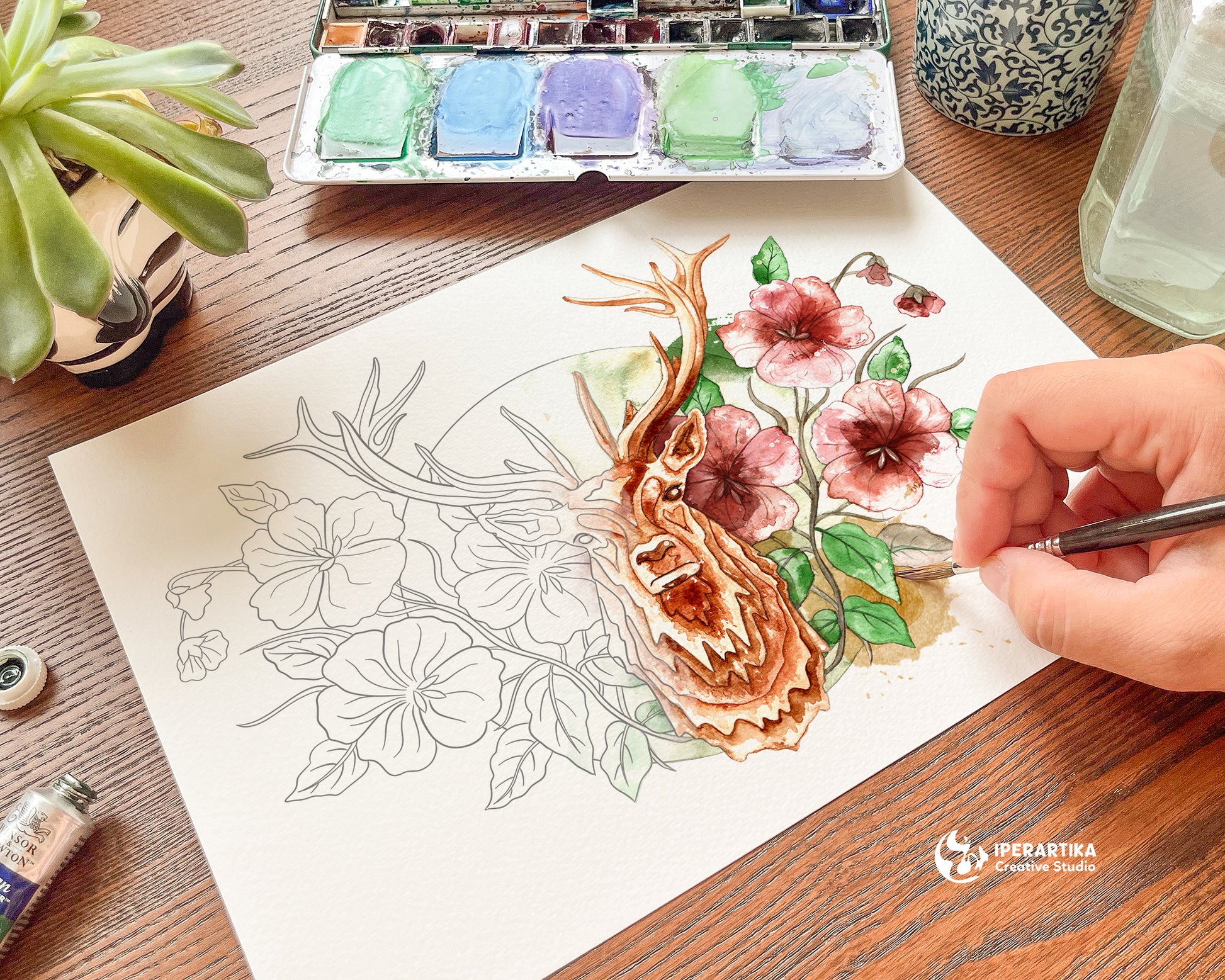 Forest Spirits coloring pages, templates por painting, posters printables pdf, instant download, bear, stag, owl, wolf, squirrel templates for watercolor, Instant download, diy, easy and pretty designs. Perfect for STRESS and ANXIETY RELIEF, ART THERAPY, relaxing and simple designs. IPERARTIKA