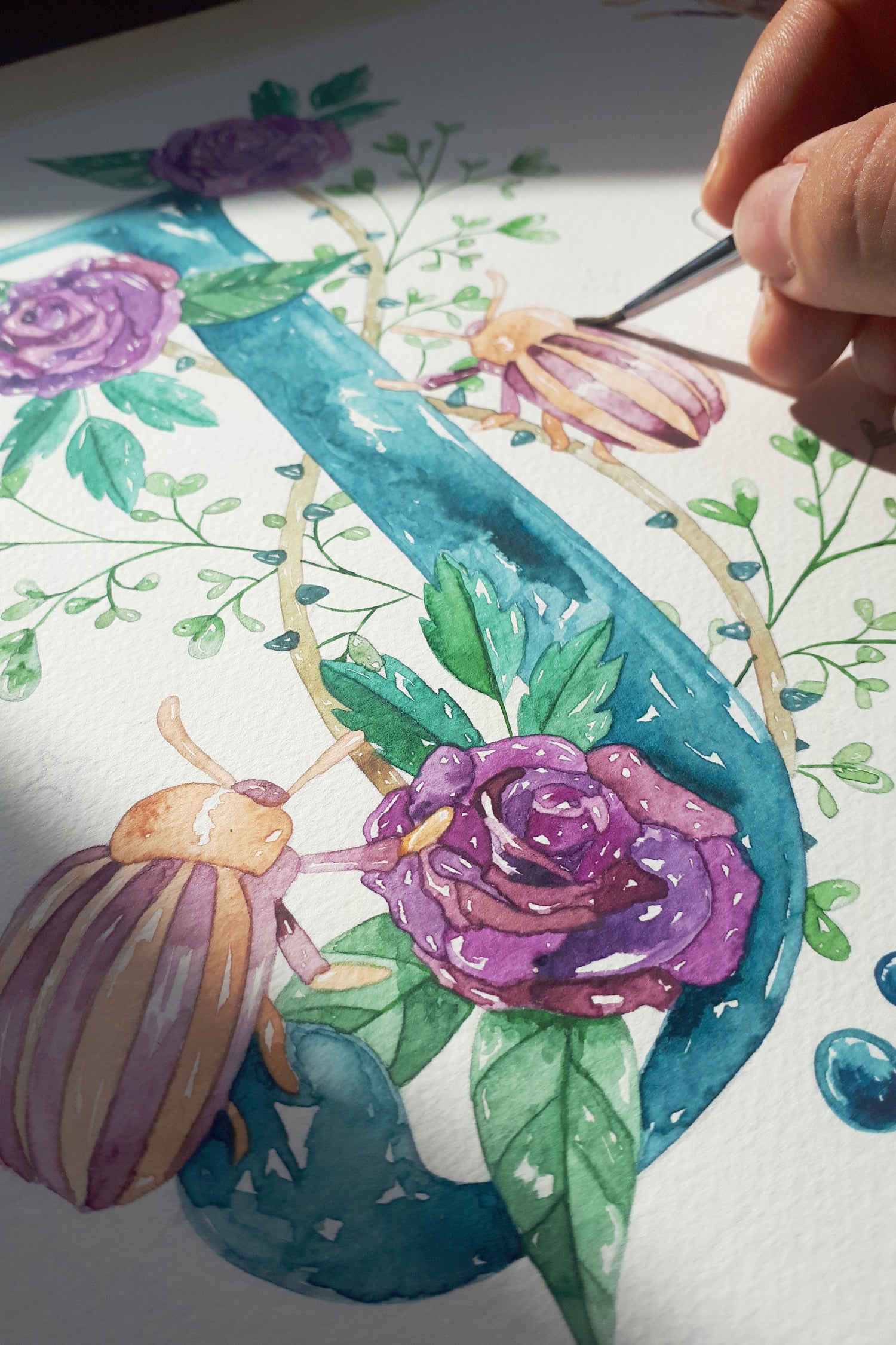 Watercolor Botanical Letter_iperartika_template to paint