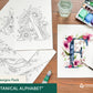 Botanical Alphabet watercolor templates, printable, coloring pages, templates por painting, posters printables pdf, instant download, bear, stag, owl, wolf, squirrel templates for watercolor, Instant download, diy, easy and pretty designs. Perfect for STRESS and ANXIETY RELIEF, ART THERAPY, relaxing and simple designs. IPERARTIKA