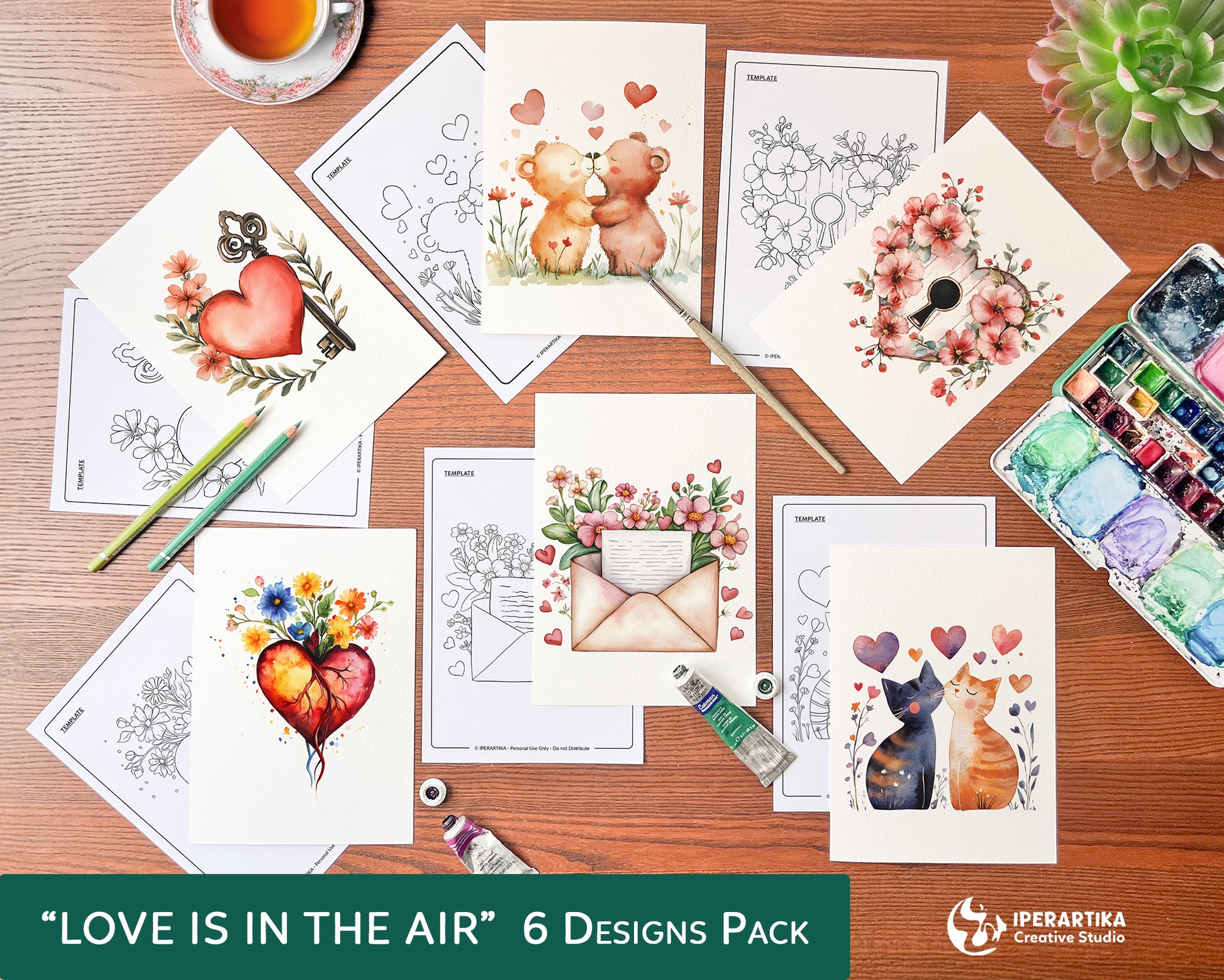 San valentine’s greeting card download, card printable, love card template, san valentine’s card printable, watercolor templates, iperartika templates, free card printable, love letters