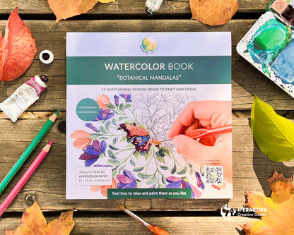 watercolor art book, watercolor book, watercolor mandalas art book, coloring book, mandalas coloring books, watercolor art pad, iperartika art books, iperartika art pads, iperartika templates