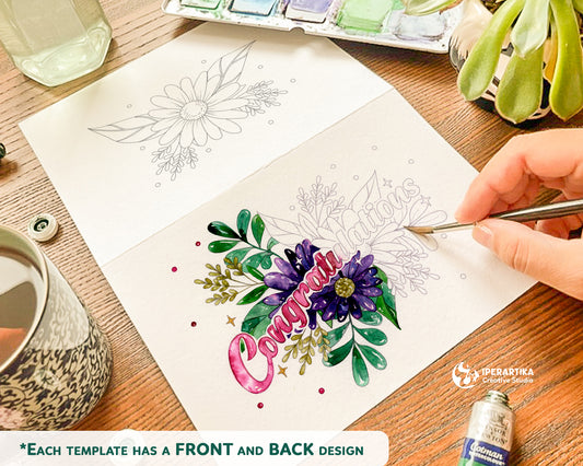 Greeting card set printable. Printable painting templates for cards with flowers and botanical designs. Templates for painting. Watercolor projects. Diy watercolor cards. Watercolor ideas. Iperartika templates